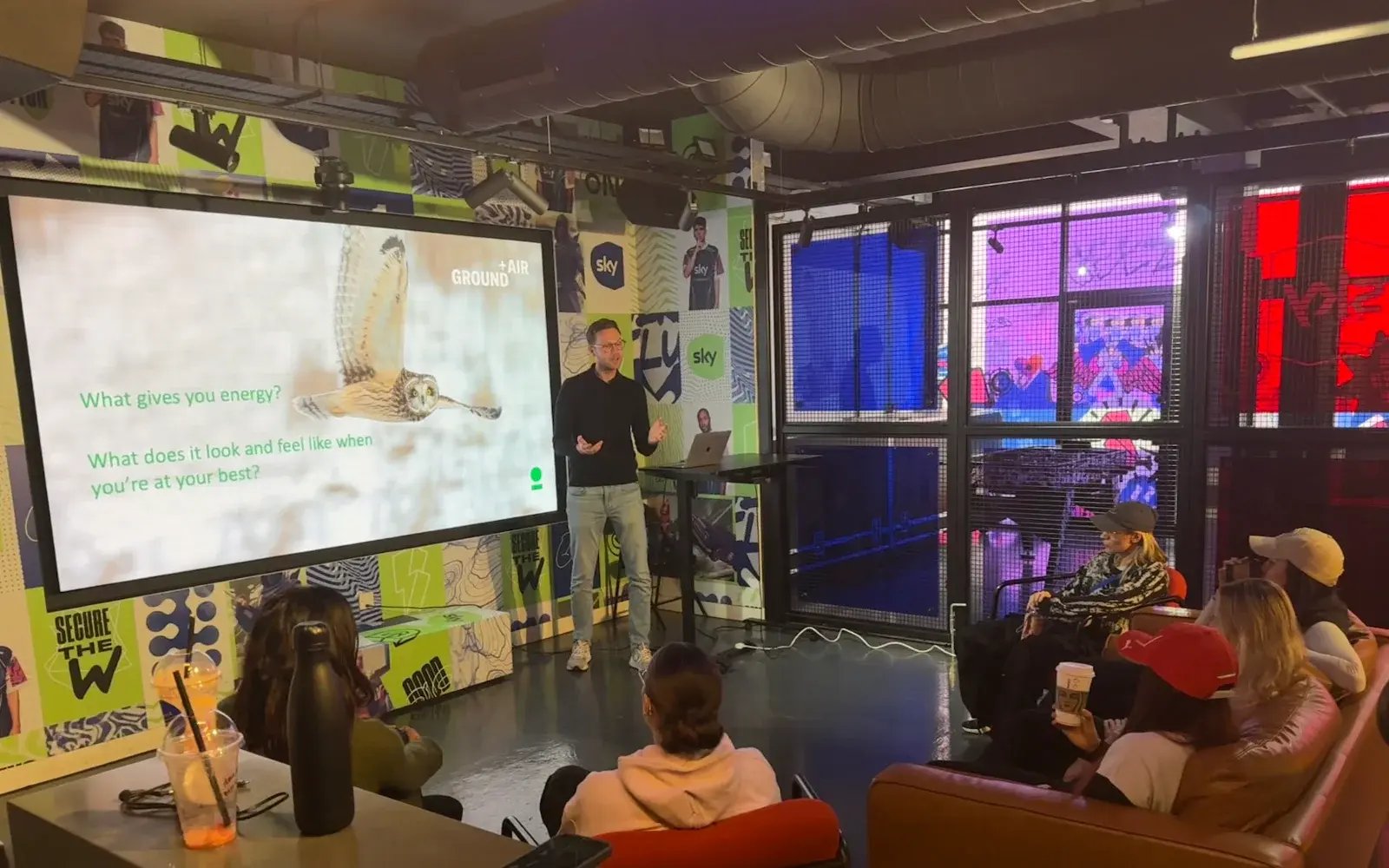 Joe Davies delivering a Ground+Air workshop to women esports competitors